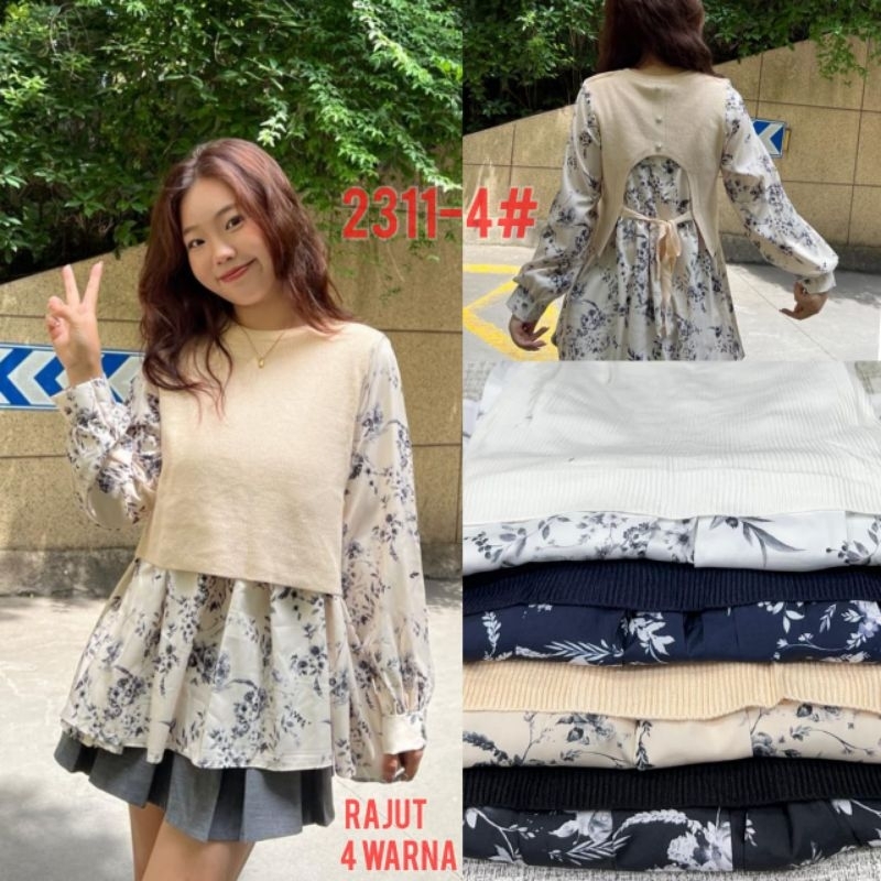 ATASAN RAJUT ZARA KOMBI BUNGA/SALUR BY ZARA WOMAN