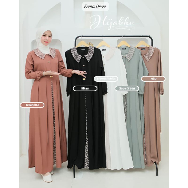 ERMA DRESS GAMIS POLOS MIX TILE BAHAN TIFFANY ORI HIJABKU