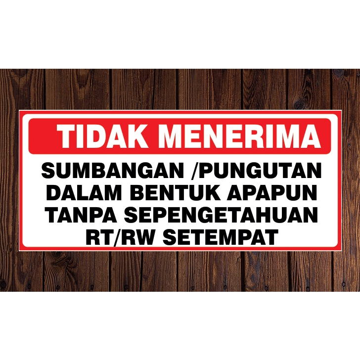 stiker TIDAK menerima sumbangan apapun