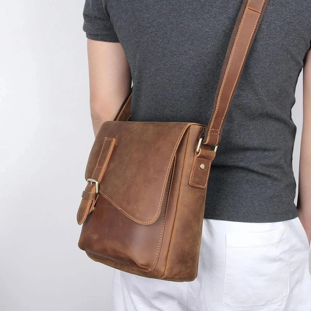 Tas Tangan Pria Gaya Kulit Vintage Tas Bahu Tas Messenger GARUT