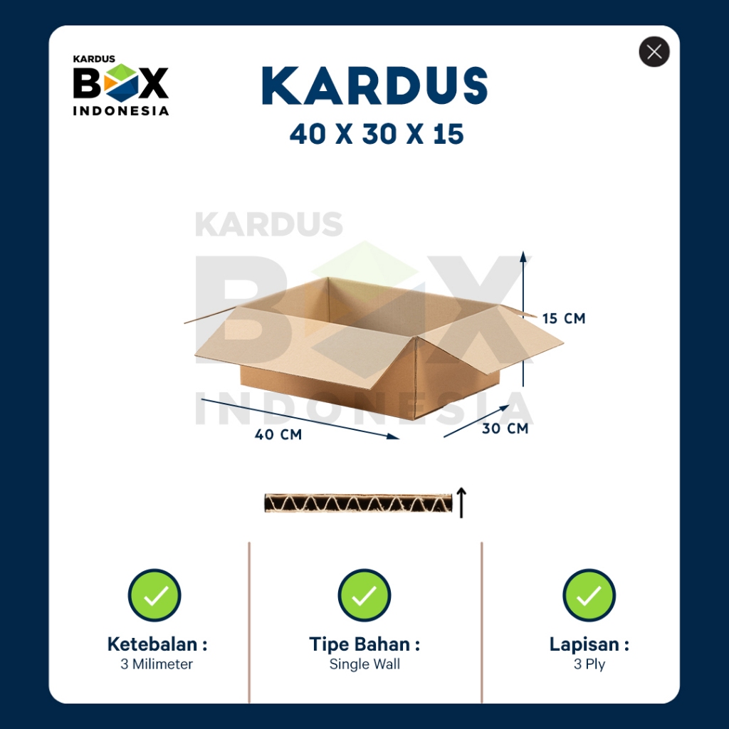 

Packing Kardus Karton Box Pindahan 40cm x 30cm x 15cm Box Polos