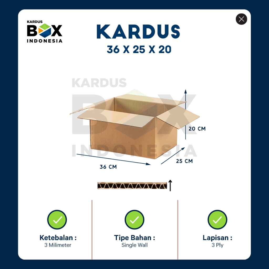 

Packing Kardus Karton Box Pindahan 36cm x 25cm x 20cm Box Polos