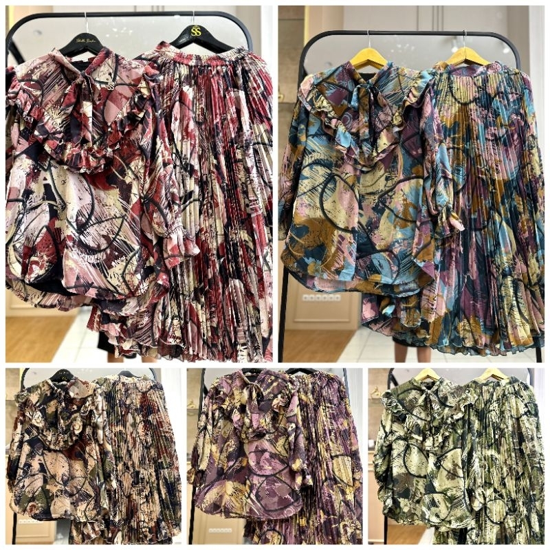 One Set Rok Plisket Abstrak ORI Shellasaukia