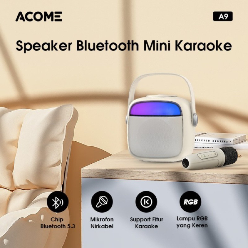 Speaker bluetooth ACOME A9 RGB+ mic karoke wireless original resmi