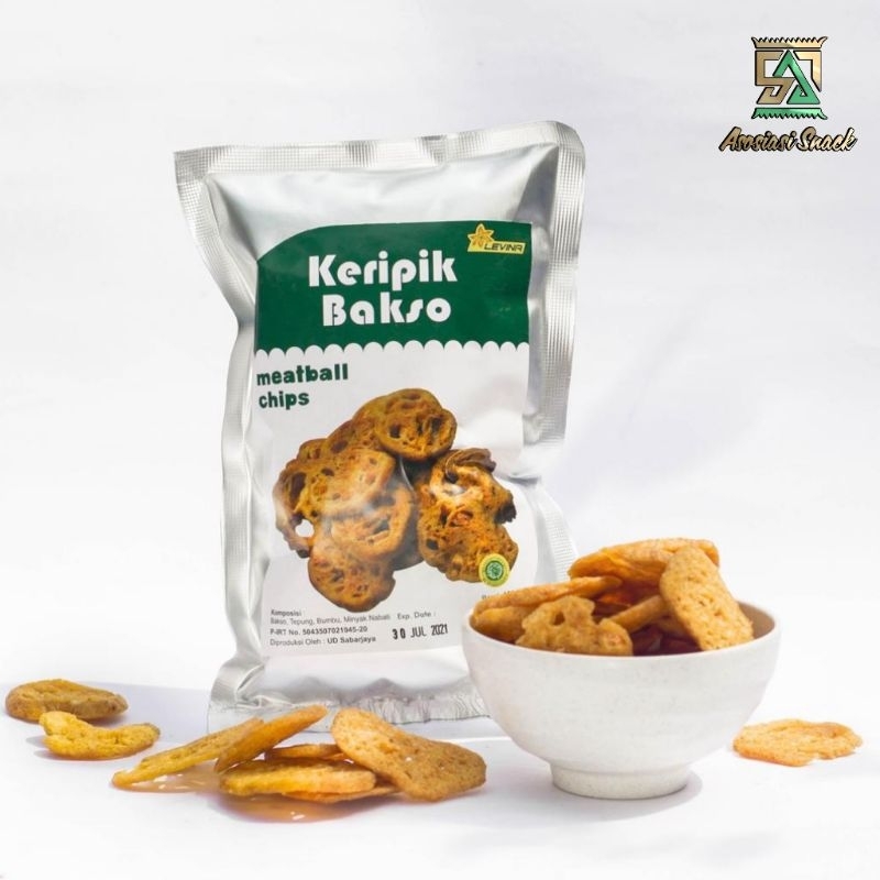 

KERIPIK BAKSO PREMIUM LEVINA Kemasan Alumunium Foil 100.gram