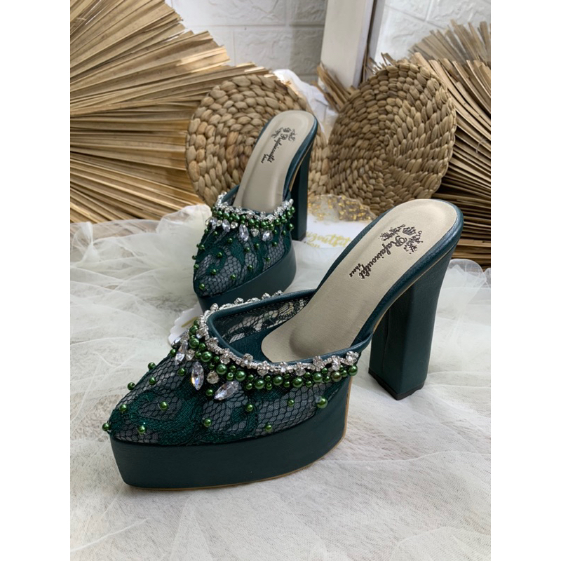 Sepatu Cantik Syantika Hijau Botol 12cm