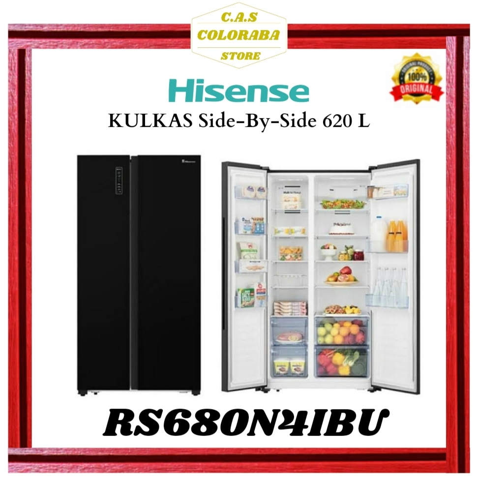 HISENSE RS680N4IBU KULKAS SIDE BY SIDE 620 L INVERTER KULKAS HISENSE