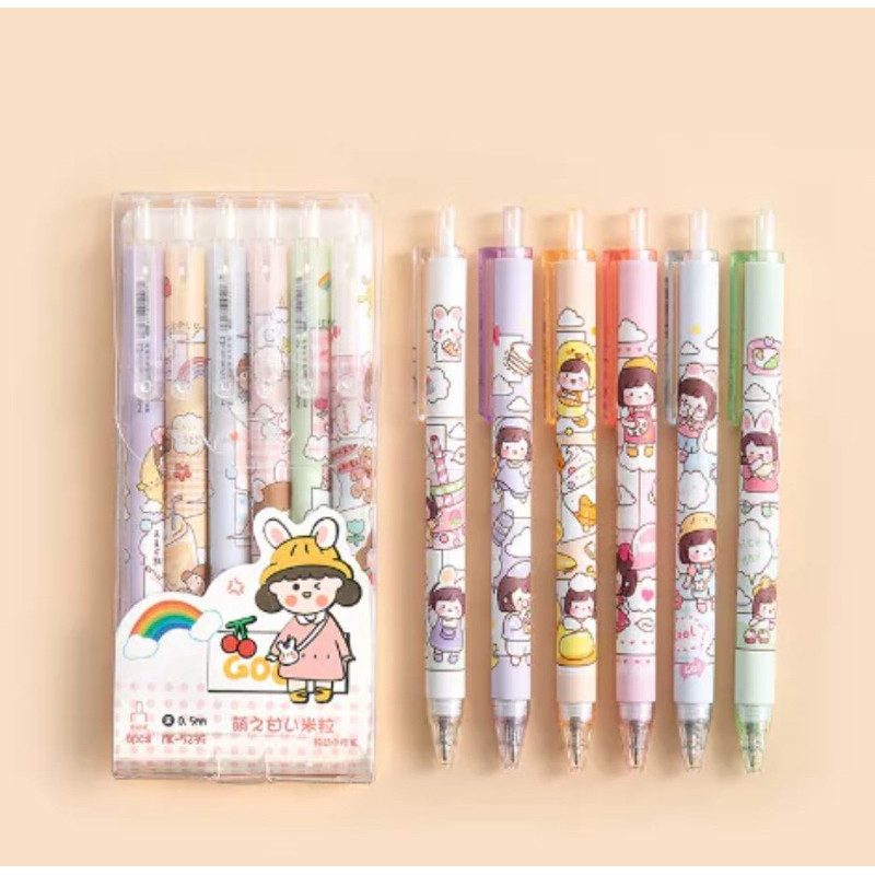 

RANDOMSTOREVY Pulpen Gel Mekanik Lucu Karakter / Set Pulpen Gel 6 Pcs / Ballpoint Mekanik Pulpen Set Isi 6 PCS / Pulpen Gel Lucu