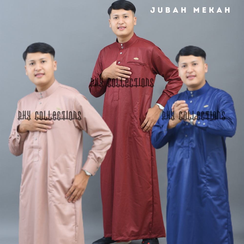 Baju Jubah Gamis Pria Laki Laki Dewasa Cowok Remaja Motif Embos Lengan Panjang