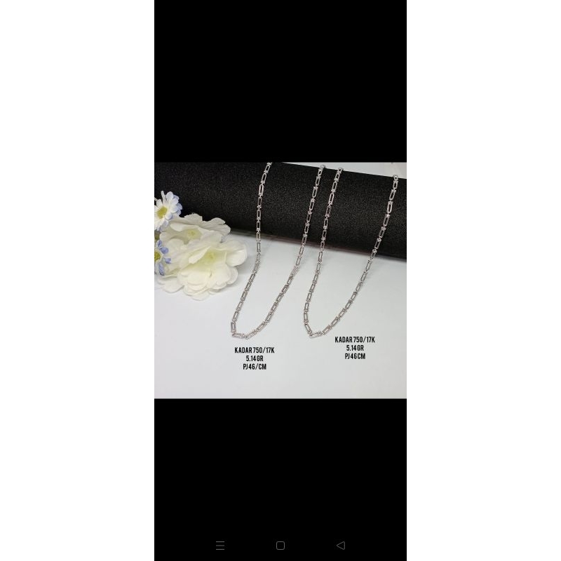 KALUNG TIFFANY EMAS PUTIH KADAR 750/17K 5.14gr