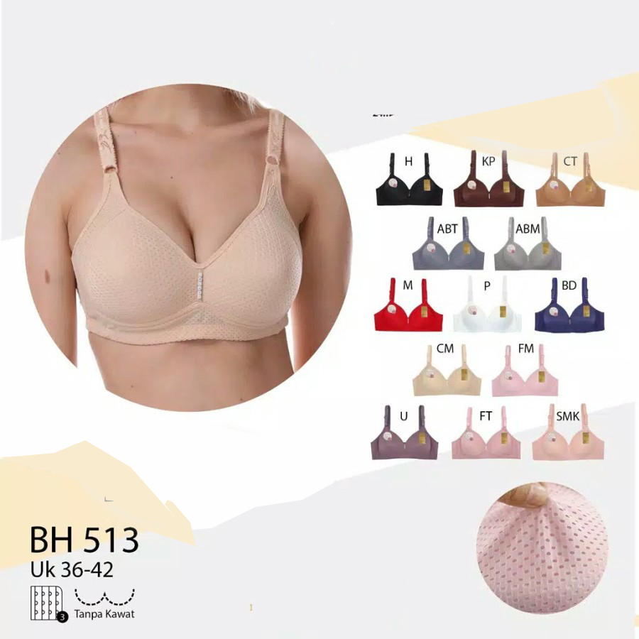 Dmodiz Tally Bra Wanita Tanpa Kawat Busa Tipis BH Kait 3