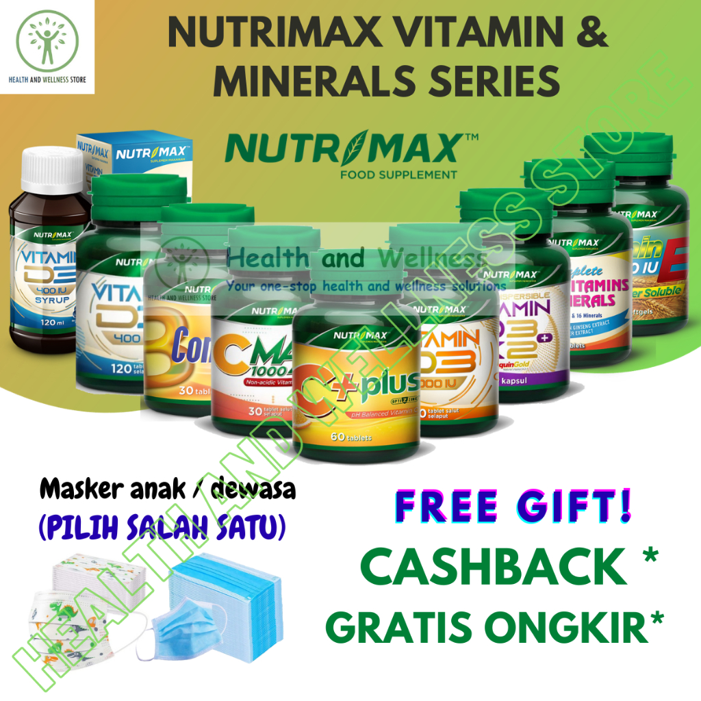 NUTRIMAX VITAMIN DAN MINERALS SERIES MULTIVITAMIN VITAMIN D3 1000 D3 400 C MAX 1000 E 400 IU D3 + K2