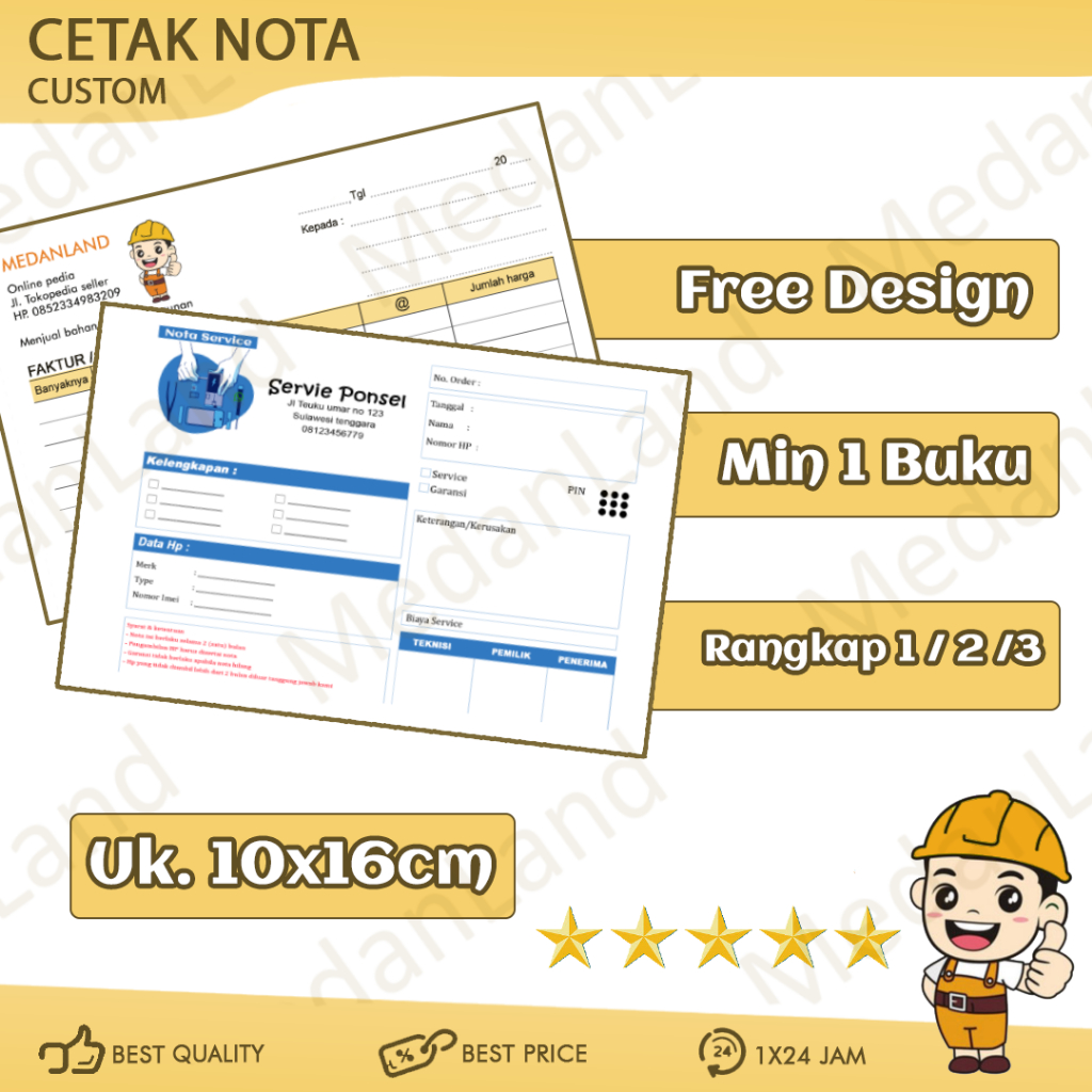

[Bisa Satuan] Cetak bon 1/4 folio nota faktur kwitansi satuan rangkap 1 2 3 100 lembar 50 set carbonless ncr untuk toko online car wash laundry restoran service hp komputer ukuran 1 1/2 1/4 1/3 1/6 1/8 folio f4 numerator