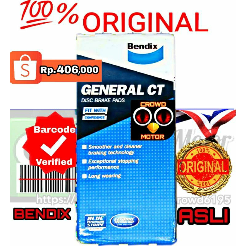 Brake Pad Kampas Rem Depan FT-86 FT86 FT 86 ORI BENDIX GCT GENERAL CT