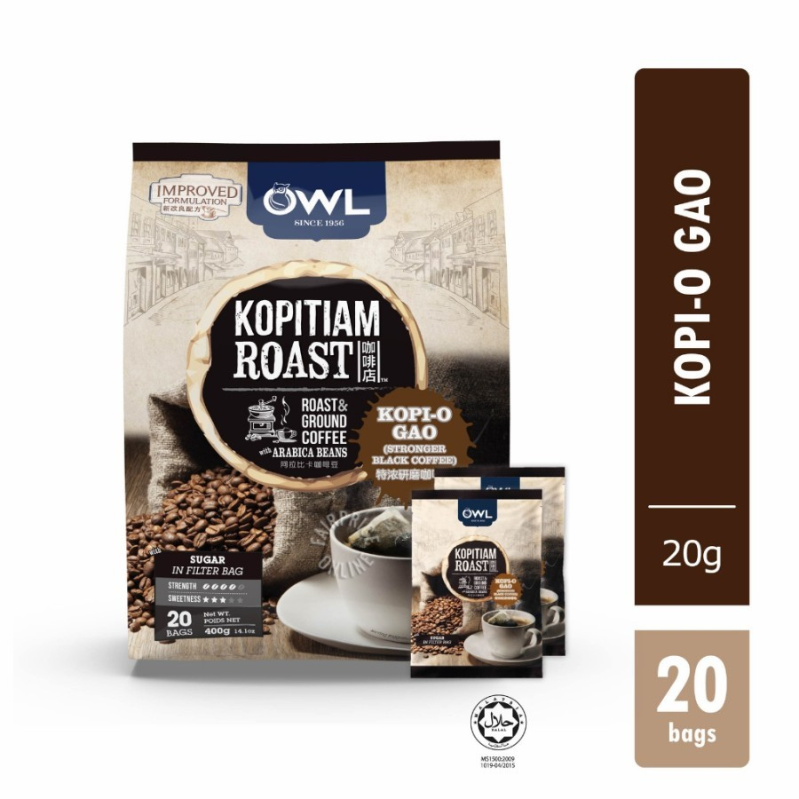 

Owl Kopitiam Roast Kopi O Gao Stronger Black Coffee 20 x 2 Gram