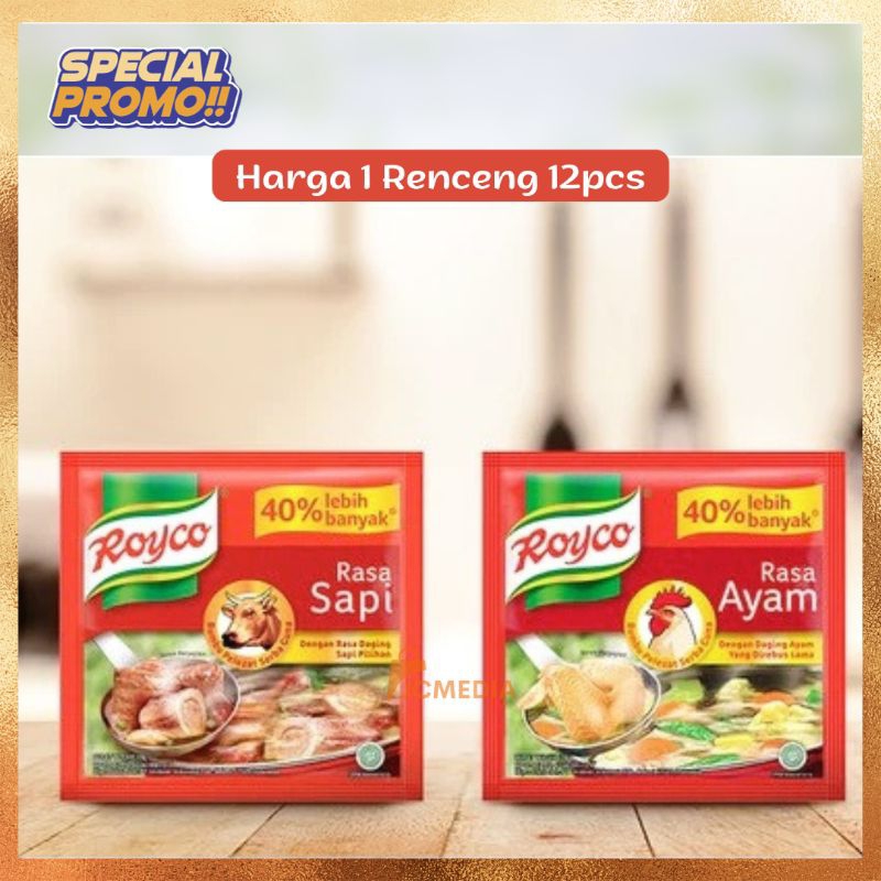 

( 1 Renceng Isi 12 Sachet) Royco Sapi Dan Ayam Penyedap Rasa 8gr