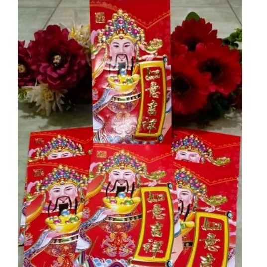 

Angpao Imlek panjang gambar dewa rezeki 9 x 16.5 cm