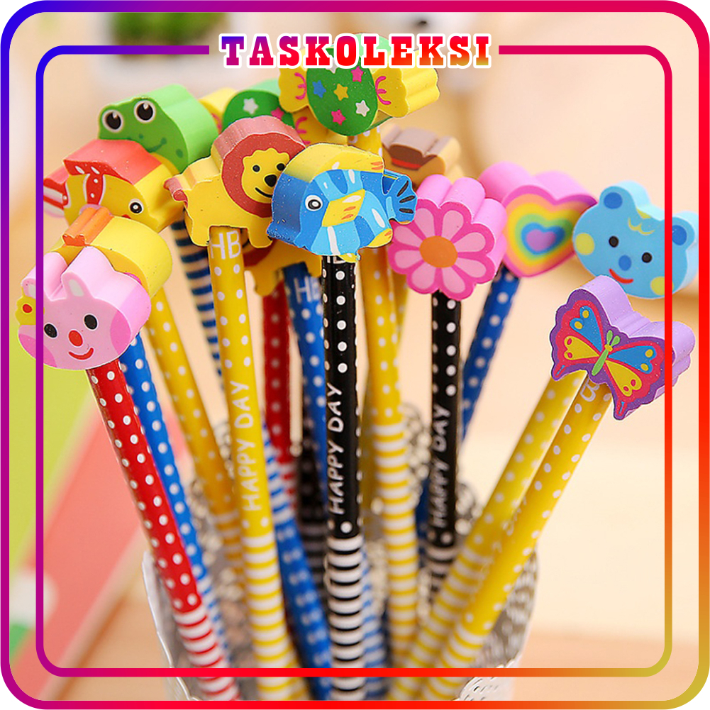 

☛TK☚ Pensil Pencil Dengan Penghapus Muka Karakter Souvenir Kado Stationary Alat Tulis S060