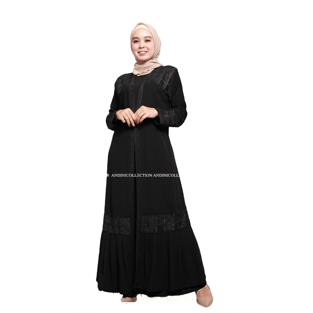 ANDINICOLLECTION Abaya Hitam 122 - Gamis Wanita Abaya Hitam / Gamis Hitam Umroh / Abaya Hitam Turkey