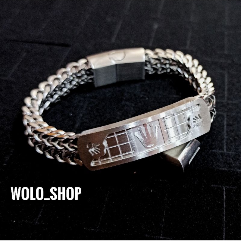 Gelang Pria Rantai Rolex Titanium Asli impor Anti Karat