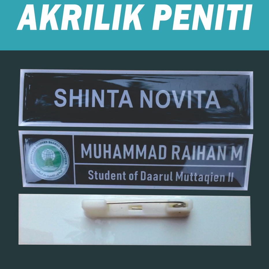 

Best Name tag Akrilik Peniti dan Magnet PxL 2x8 cm