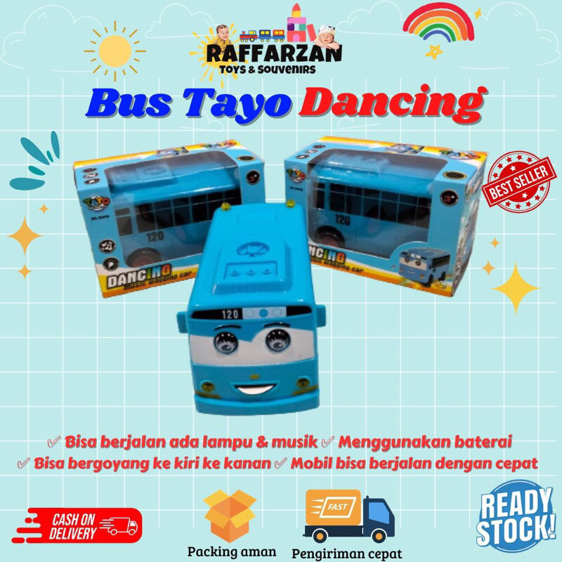 Bus Tayo Lampu dan Menari Mainan Anak Bis Tayo Mobil Tayo Baterai Bus Tayo Music Light Bus Tayo Danc