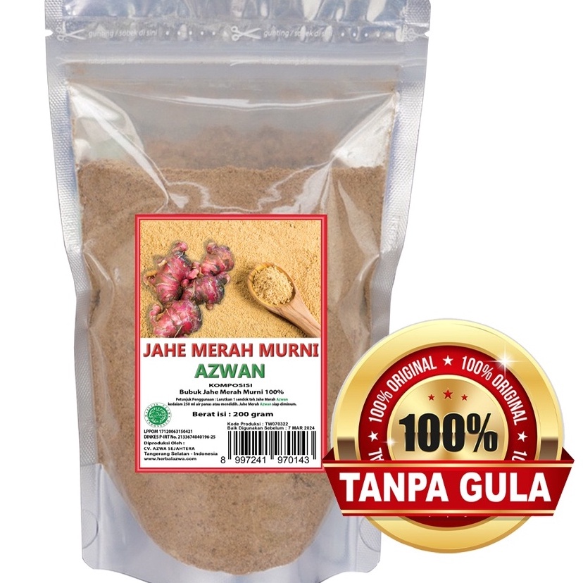 

Stock Banyak Jahe Merah Bubuk Murni Tanpa Gula isi 200 gram Murah Banget