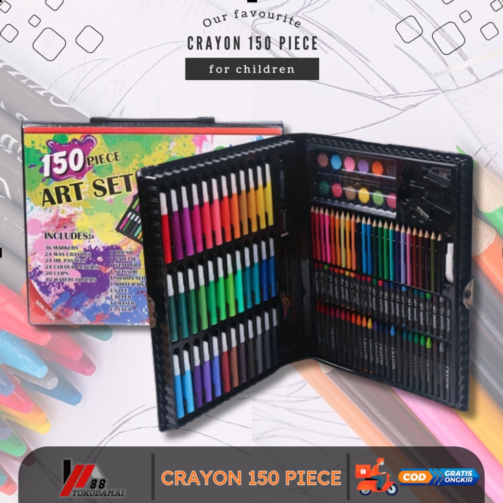 

Baru PENSIL WARNA 150PCS - ALAT TULIS SET CRAYON COLOURING SET 150PCS ART 40