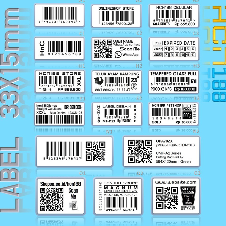 

➧➣✩✸ Cetak Barcode Label & Desain 33X15mm