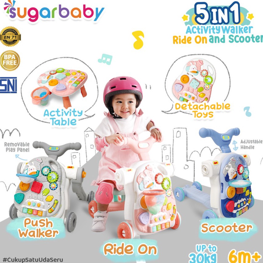 Promotionj8J3v Sugar Baby 5in1 Activity Walker, Ride-On and Scooter/ Push Walker / 10IN1 Premium Act