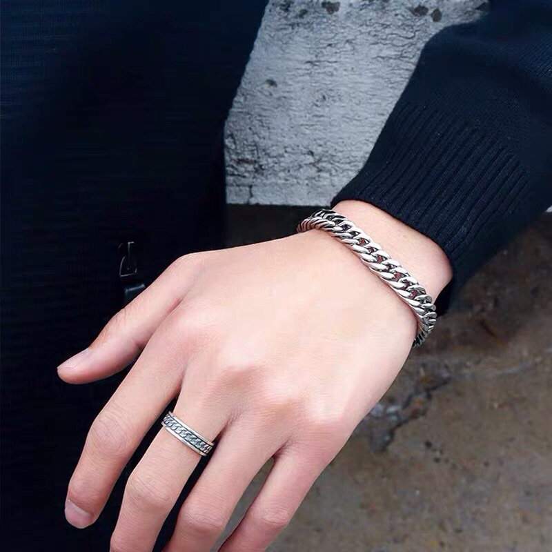 GELANG RANTAI TITANIUM MODEL RANTAI RAPAT PRIA KEREN