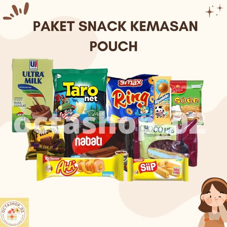 

GROSIR MURAH BUY 25 FREE 1, Paket snack ulang tahun kemasan pouch besar/Hampers snack kemasan pouch