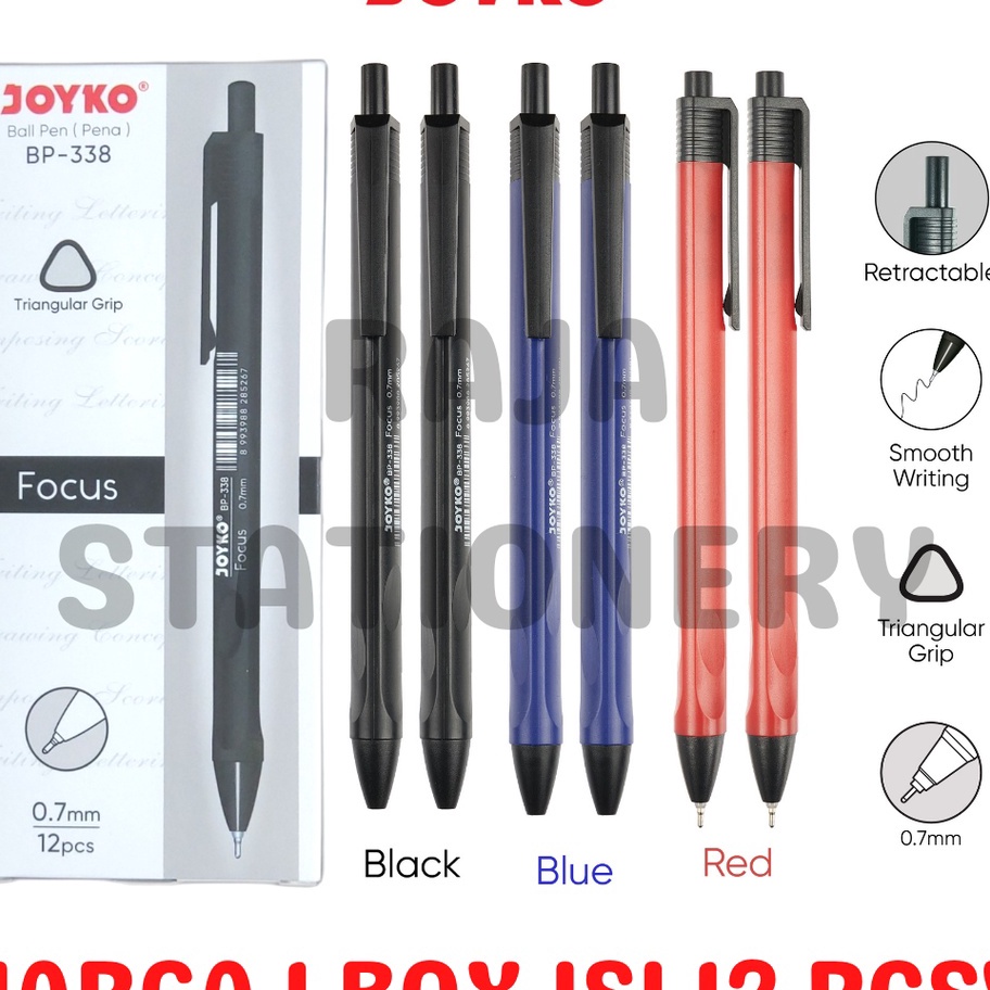 

Terbatas JOYKO BALL PEN CLICKER 0.7MM PENA BOLPEN PULPEN CETEK JOYKO HITAM BIRU MERAH BP-338 LUSIN [12PCS] Readystock