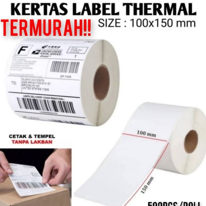 

☈➸❋✦ LABEL STICKER THERMAL 100 x 150MM ISI FULL 500pcs ALAS PLASTIK TERMURAH_TERBARU...050