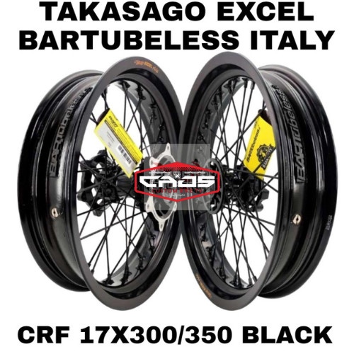 VELG WHEELSET SUPERMOTO TAKASAGO EXCEL BARTUBELESS CRF BLACK 300 350