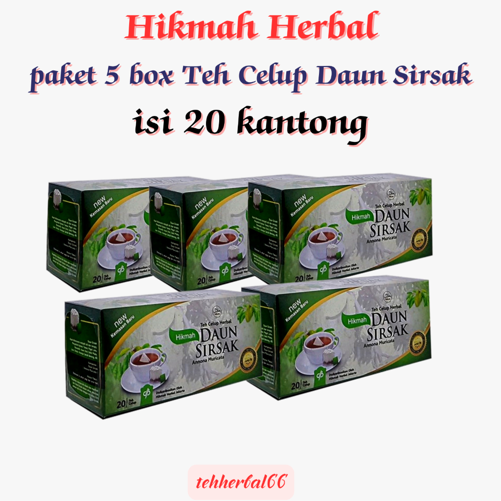 

5 box Teh Celup Daun Sirsak Hikmah Isi 20 kantong ORIGINAL
