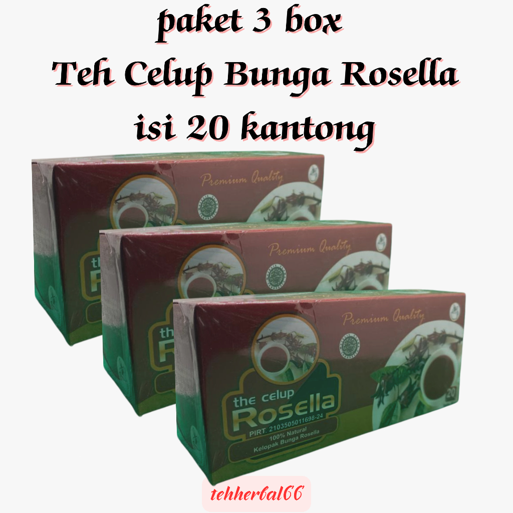 

paket 3 box Teh Celup Bunga Rosella isi 20 kantong