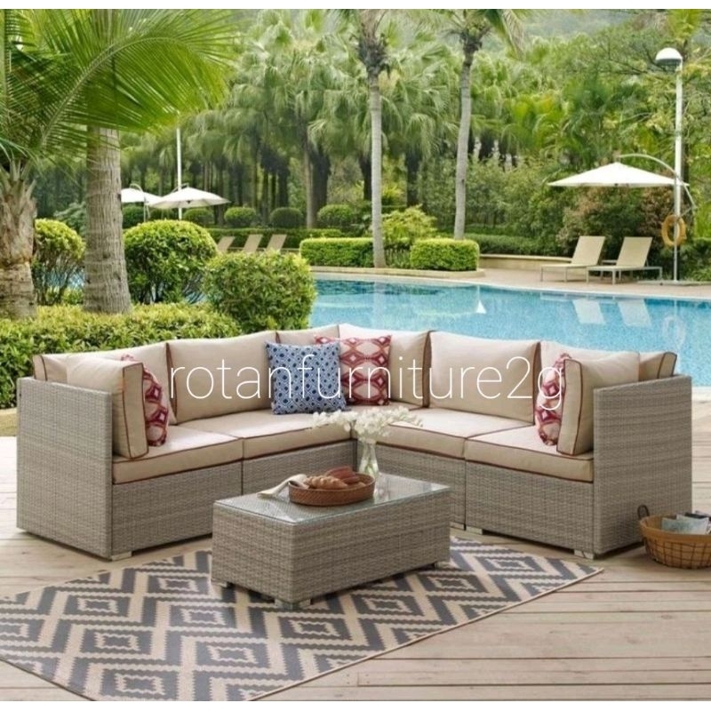 kursi sudut L sintetis rotan HIGH QUALITY