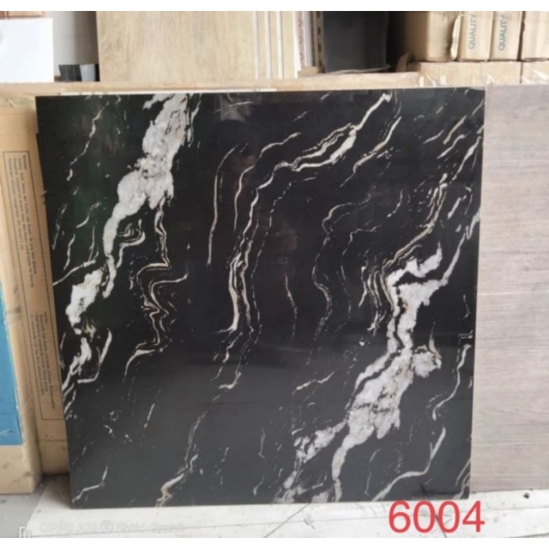 Granit 60x60 Torch 6004 Glosy Hitam Corak Kw1