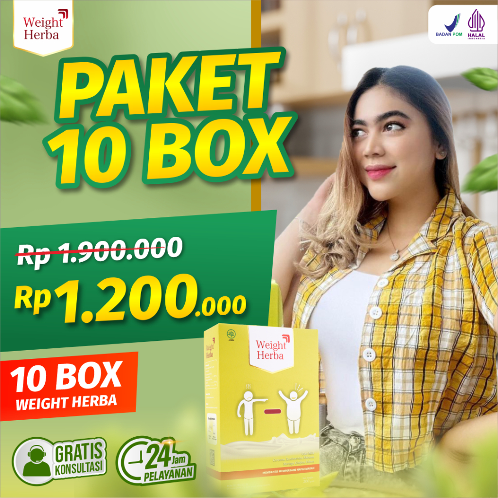 

Paket Badan Berisi 10 BOX Weight Herba - Susu Penambah Nafsu Makan Penggemuk Badan Penambah Kalori Lancarkan Saluran