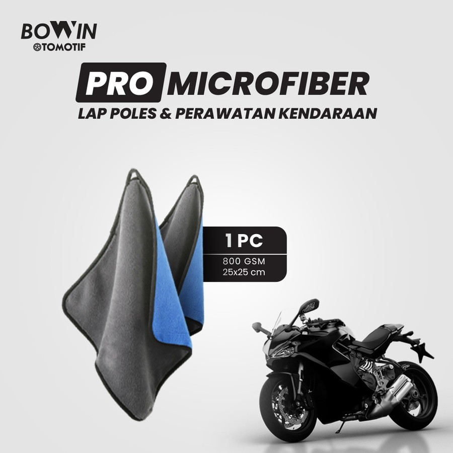 Bowin Pro Microfiber 800GSM Lap Polish Lap Microfiber Lap Mobil Lap Motor