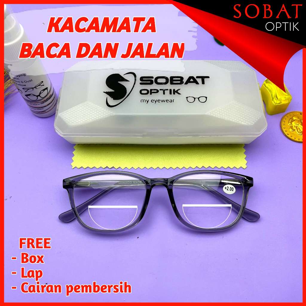 Kacamata Baca Dan Jalan Model Flattop Ukuran +1.00 sampai +3.00