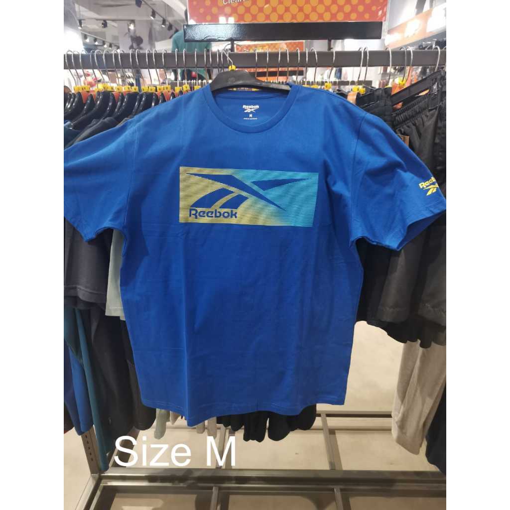 Reebok Men T Shirt - Biru / Kaos Sports Station Original