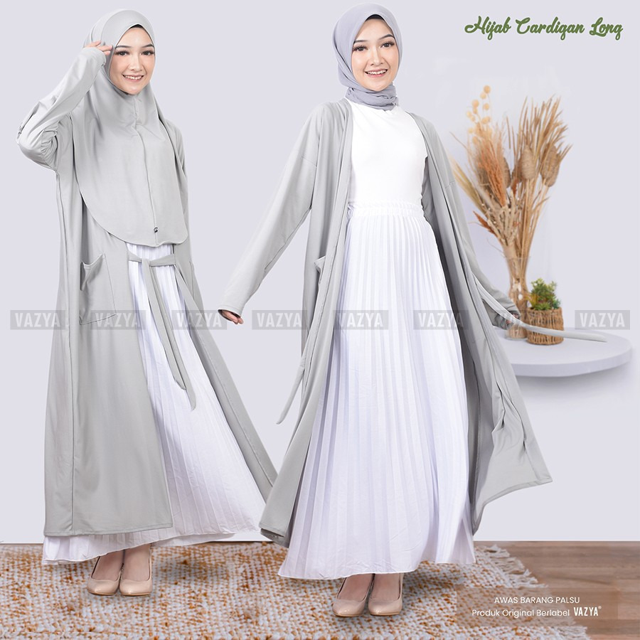 Hijab Cardigan Long Polos Jersey / Cargian Panjang Muslimah/ Outer
