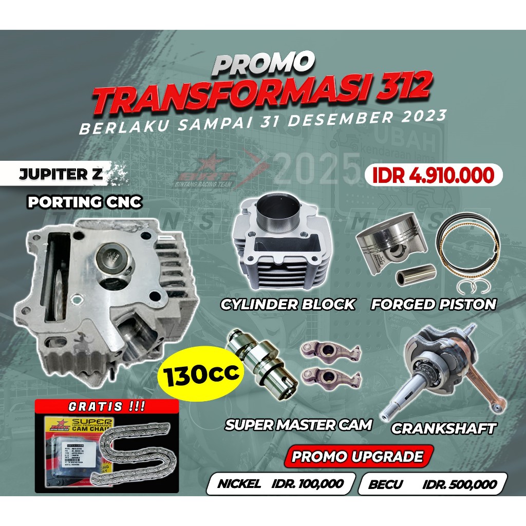 PAKET BORE UP JUPITER Z | 130 CC | BRT