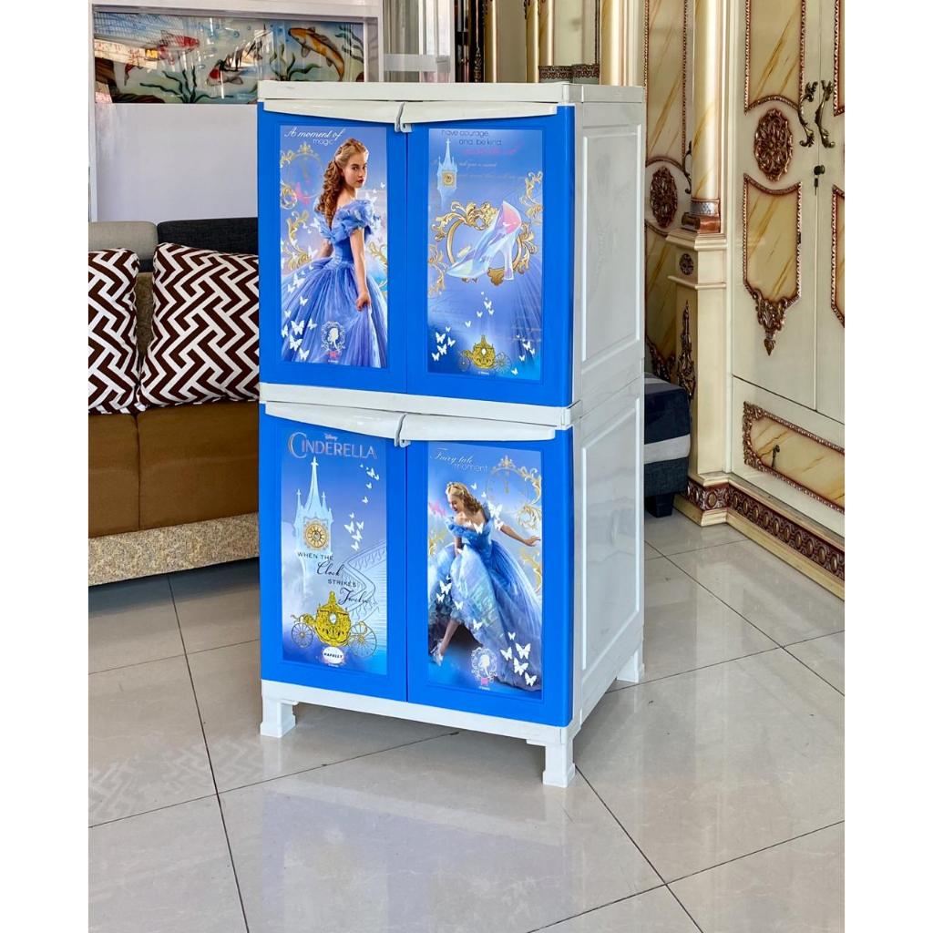 LEMARI PLASTIK NAPOLLY PREMIUM GRADE A/ CINDERELLA/ BIRU PUTIH LEMARI BAJU/ LEMARI PAKAIAN ANAK  /NA