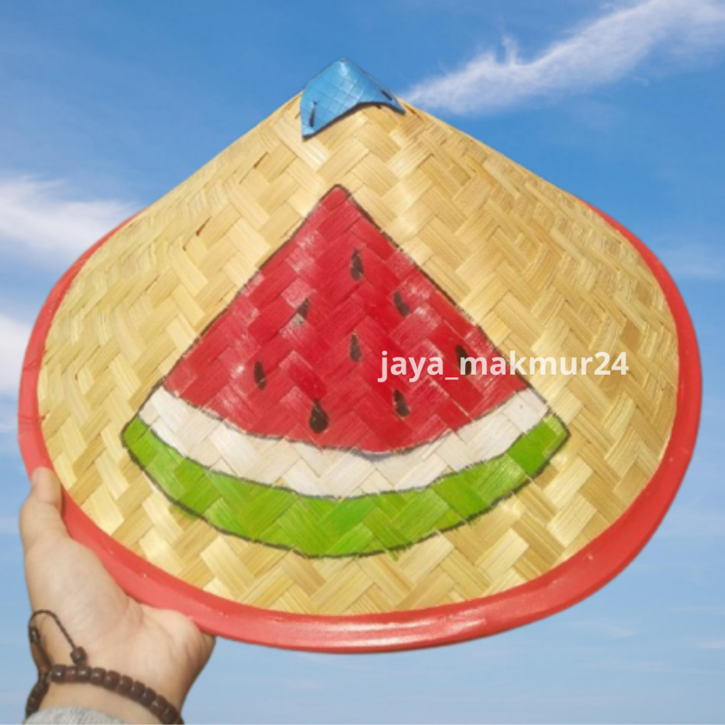 Caping Lukis Gambar Semangka / Caping Lukis Buah Buahan / Caping Lukis Anak dan Dewasa