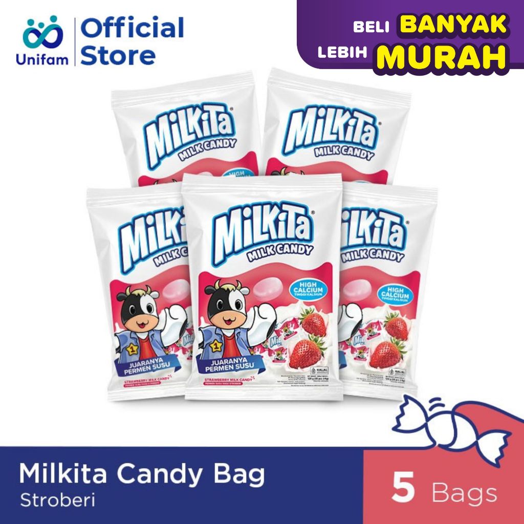 

Milkita Candy Strawberry Bag Premium Paket 5 Bag