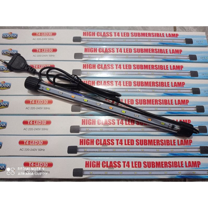 Lampu celup aquarium GOKANA T4 LED30 3 COLOR / lampu celup akuarium 30cm 3warna