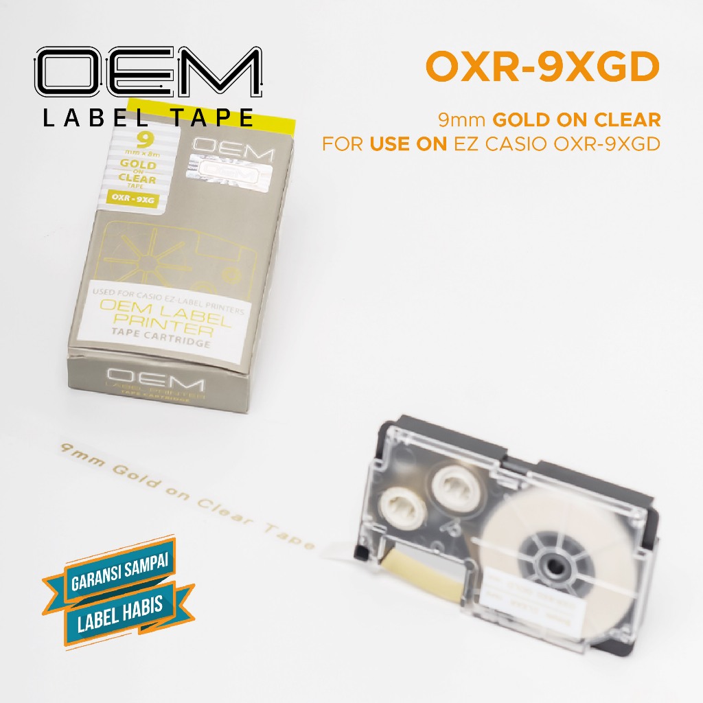 

OEM TAPE LABEL FOR EZ PRINTER GOLD ON CLEAR TEXT EMAS PADA LABEL CLEAR